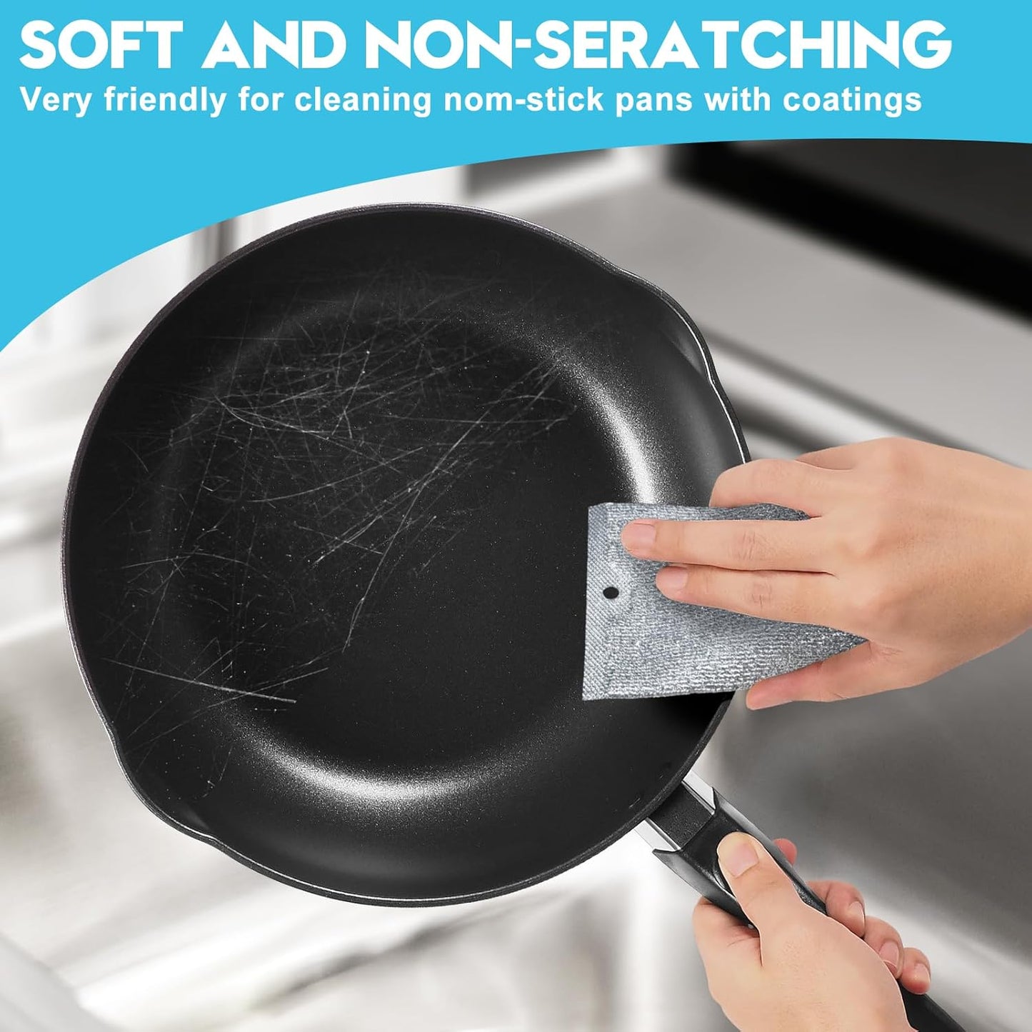 Steel Wool Scrubber, Wire Dishwashing Rags, 10 Pcs Multipurpose Wire Dishcloth, Wet & Dry for