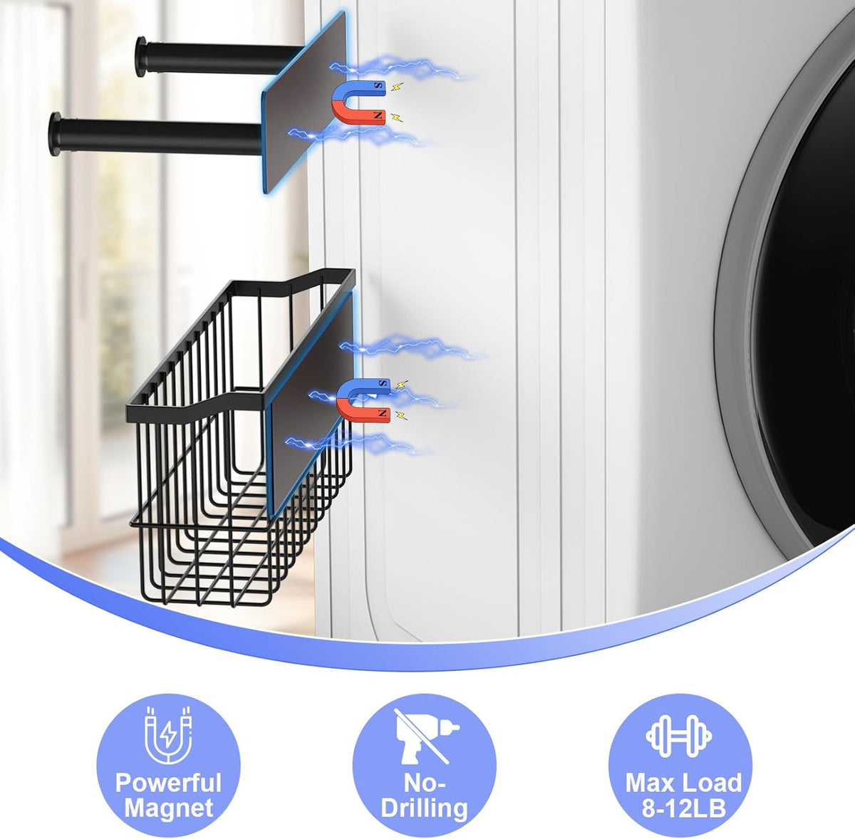 MFTEK Magnetic Dryer Ball Holder and Magnetic Hanger Holder for Laundry Room Organization