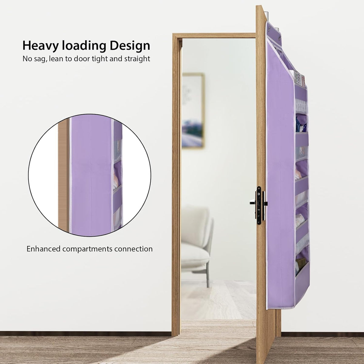 Univivi 6-Shelf Over Door Hanging Organizer Fabric Baby Door Storage with 5 Large Pockets and 3