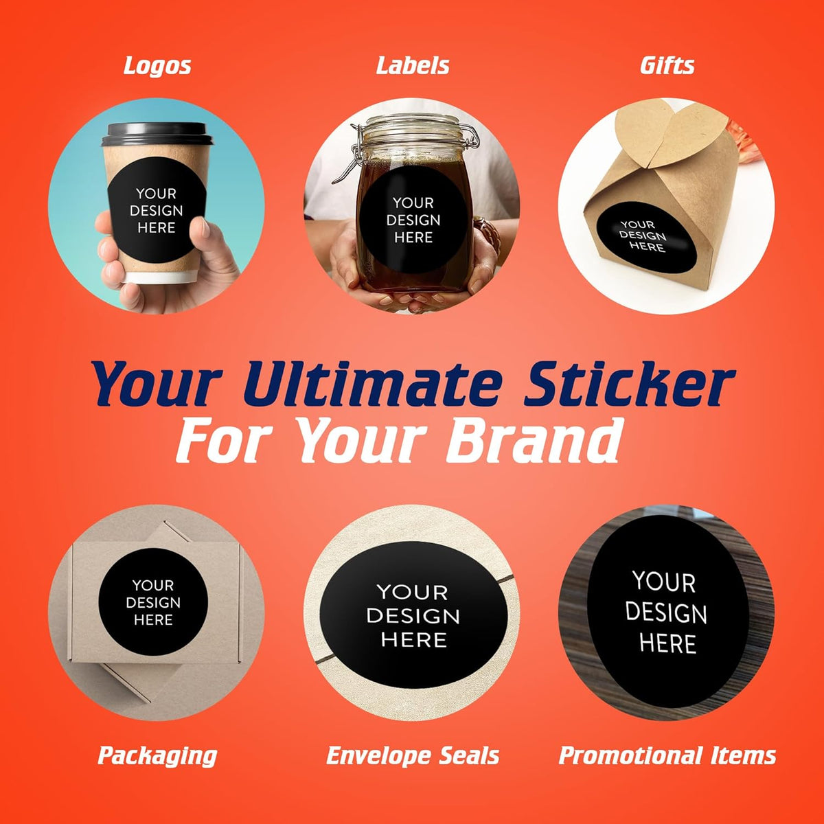 5-1000 Custom Vinyl Stickers - Upload Your own Image, Text, Design, Logo - Personalized Logo Labels