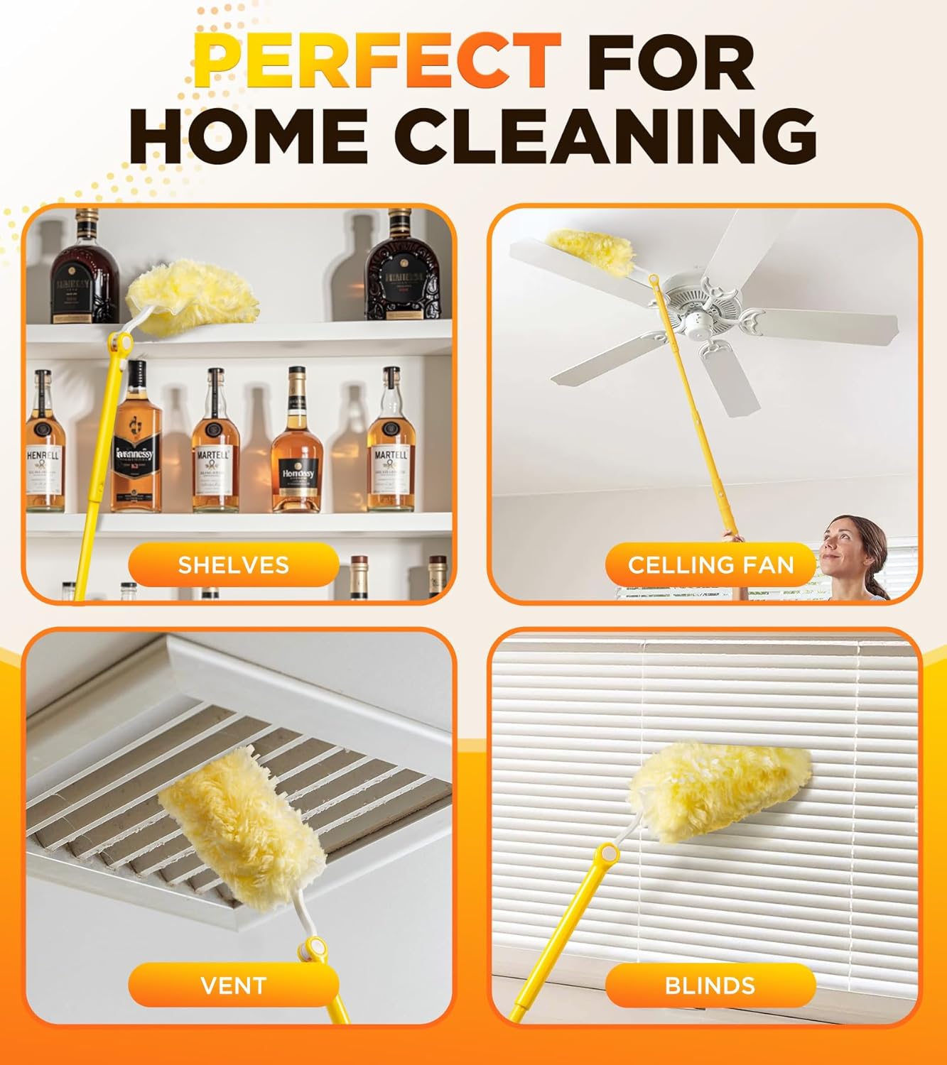 Heavy Duty Duster Refill Kit for Swiffer Duster with 3 ft Extension Pole & 20 Count Refills, 4X