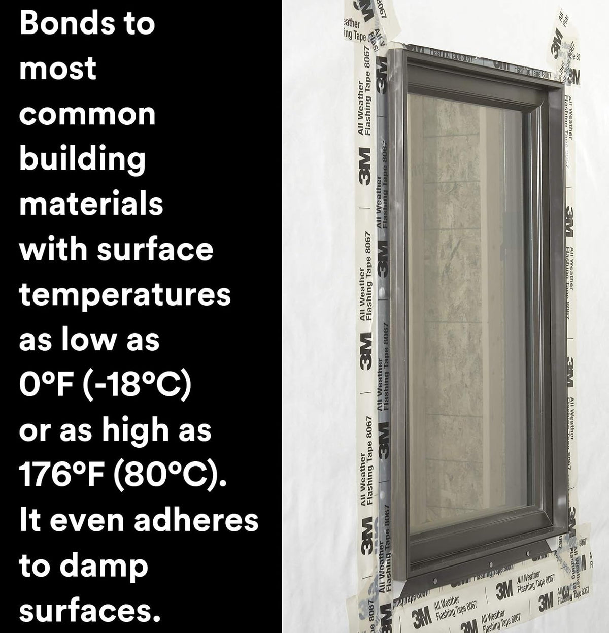 3M All Weather Flashing Tape 8067, 6 in x 75 ft, 1 Roll, Adhesive Backed Split Liner, Prevents