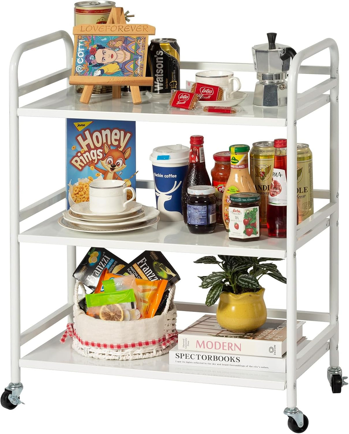 HDANI 3 Tier Metal Utility Multipurpose Rolling Cart, Large Capacity Heavy Duty With Lockable