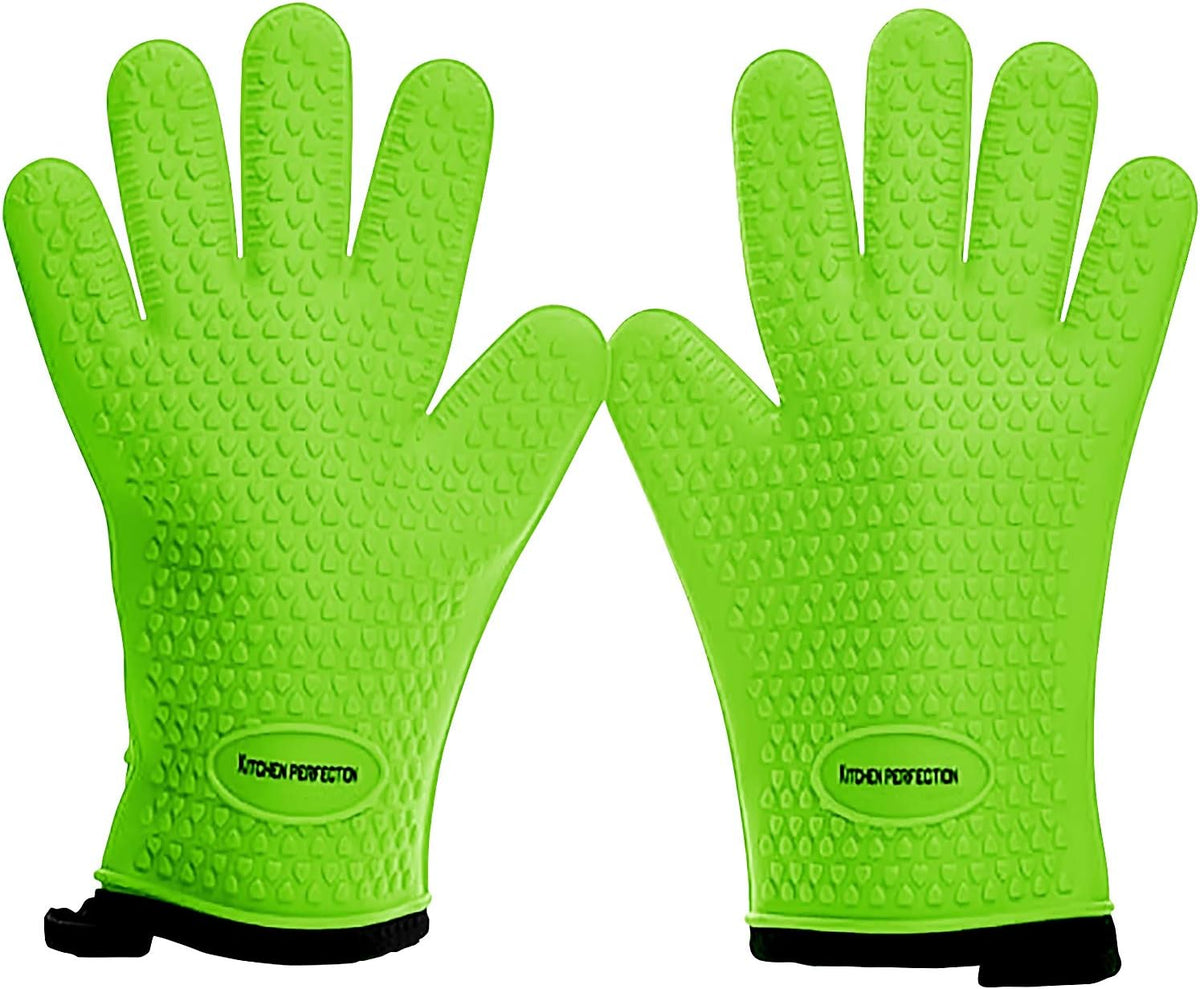 KITCHEN PERFECTION S Silicone Smoker Oven Gloves -Extreme Heat Resistant BBQ Gloves -Handle Hot