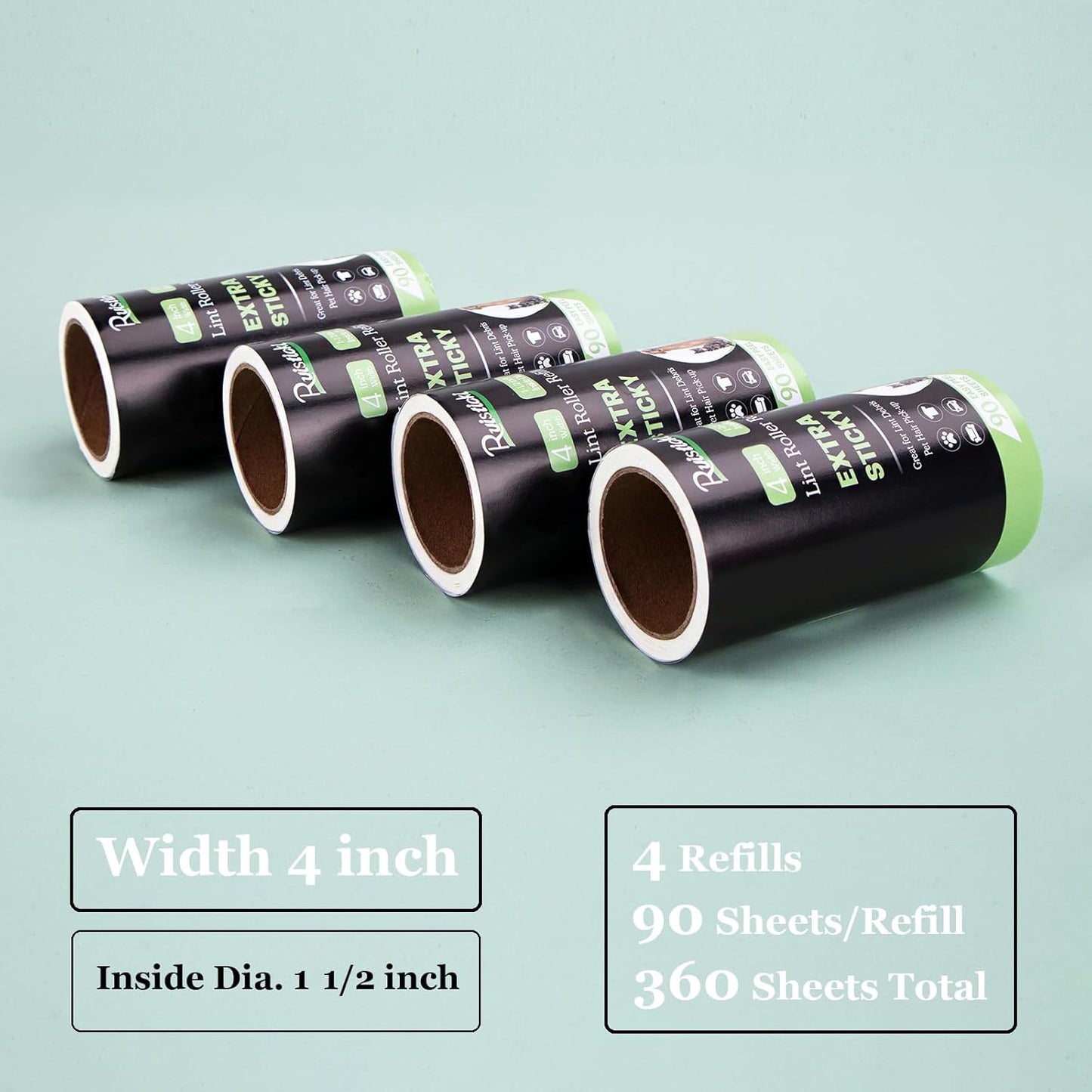 4 inch Lint Roller Refills for Amazon IKEA Evercare and Others, Extra Sticky Lint Remover Roller
