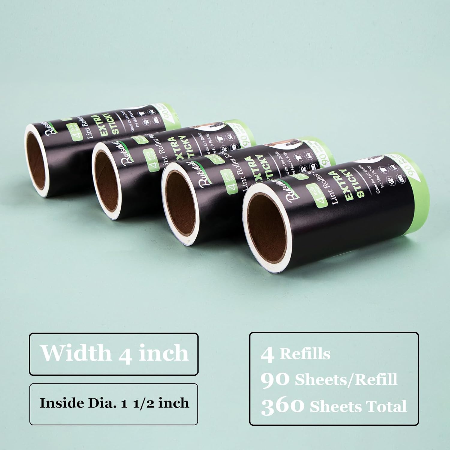 4 inch Lint Roller Refills for Amazon IKEA Evercare and Others, Extra Sticky Lint Remover Roller