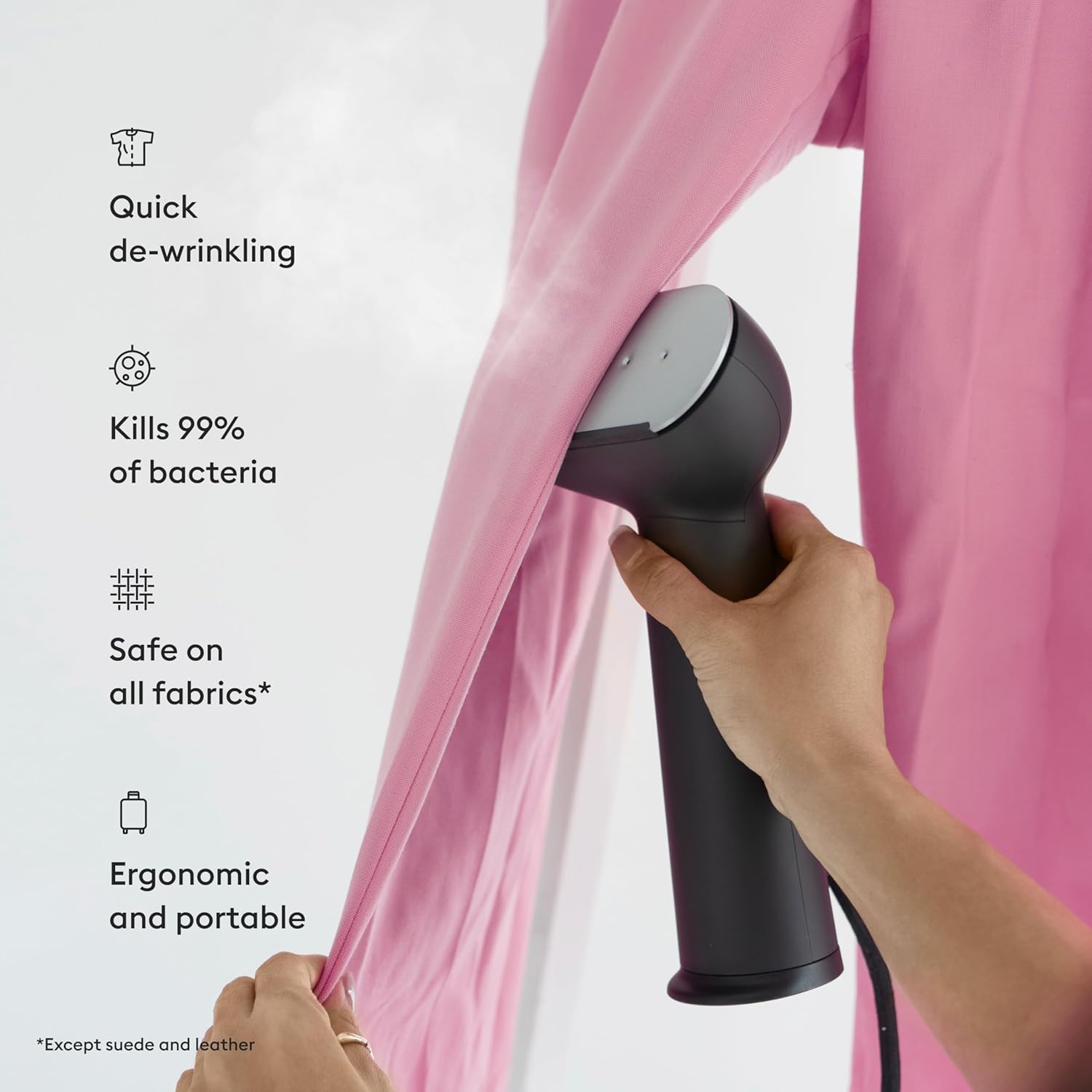 Steamery Handheld Clothes Steamer Cirrus 3, 1200W, US Plug, Heated Ironing Plate, Fast Heat Up