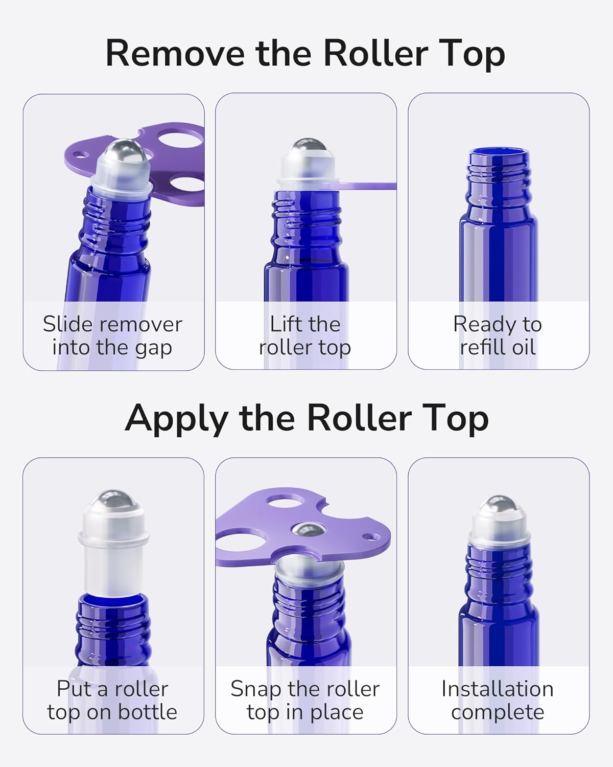 ULG Essential Oil Roller Bottles 48 Pack 10ml Cobalt Blue Glass Empty Bottles with Stainless Steel