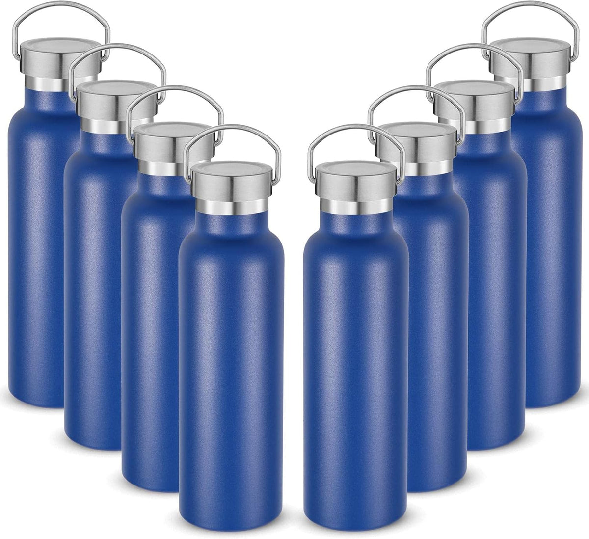 Neihepal 20 oz Insulated Water Bottles Bulk 8 Pack,Stainless Steel Double Wall Sport Bottle with
