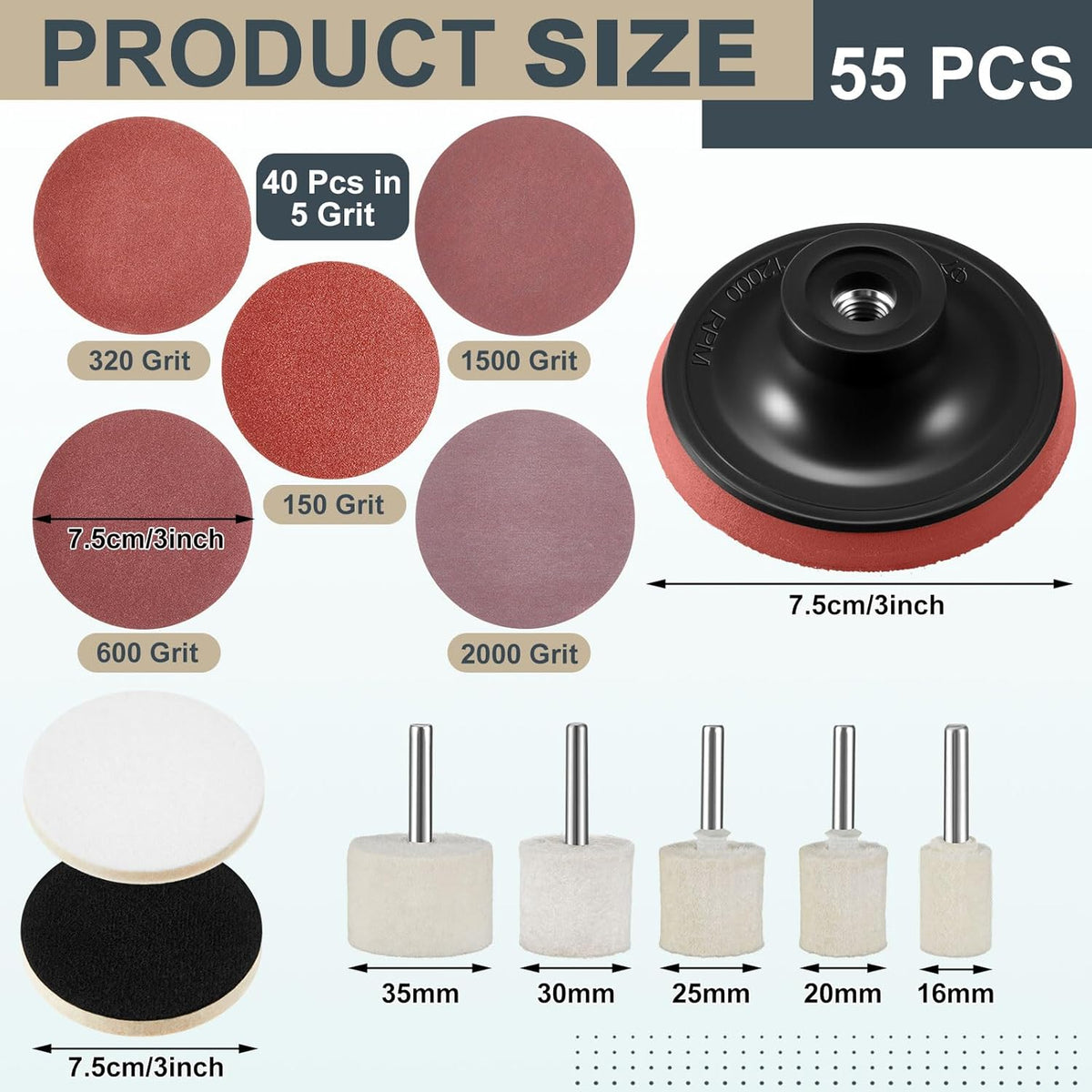 55 Pcs Glass Polishing Kit Windshield Scratch Repair Kit Car Windscreen Glass Scratch Remover 120g