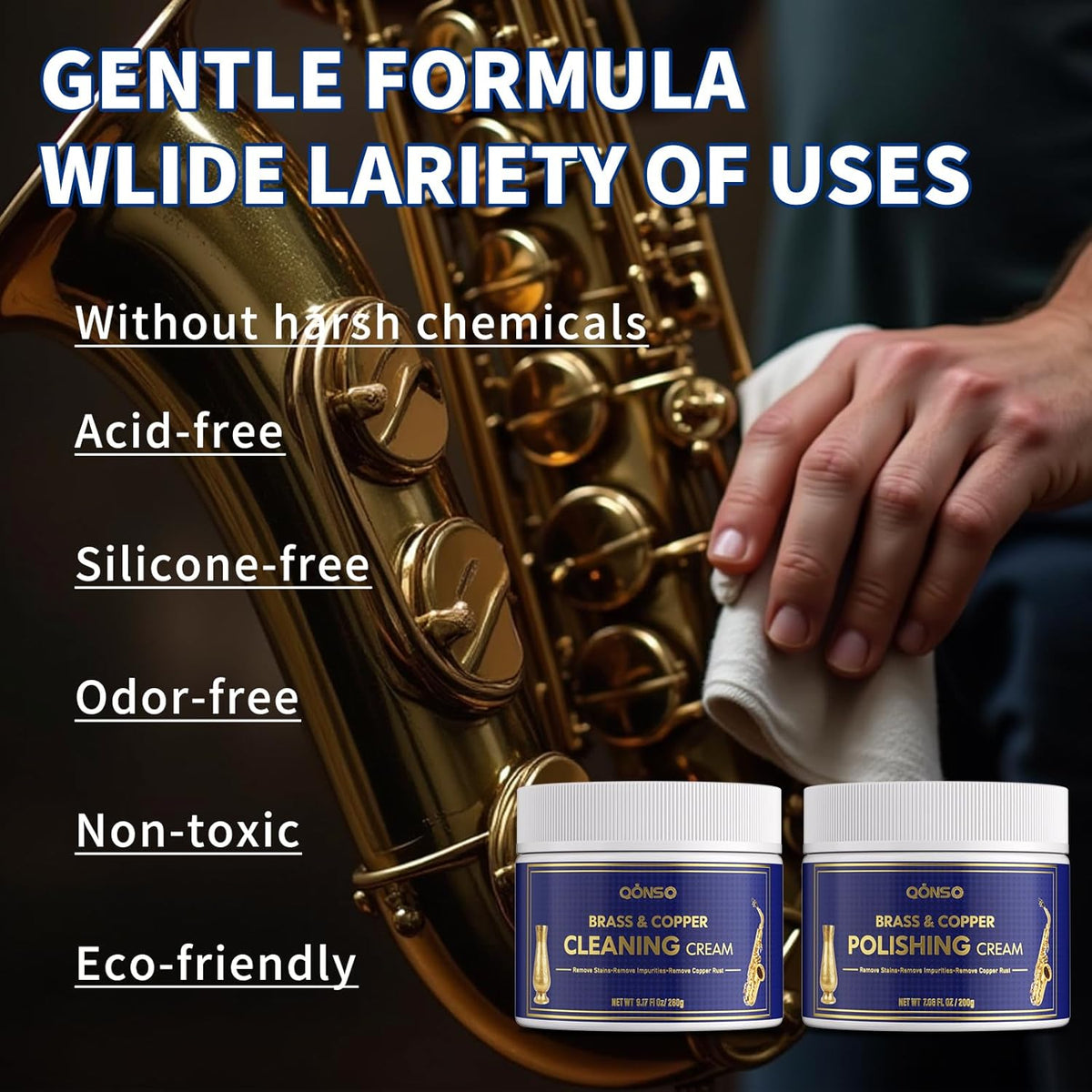 Brass Polish Copper Cream Cleaner Kit - Instant Polishing Cream And Protective Tarnish Removal