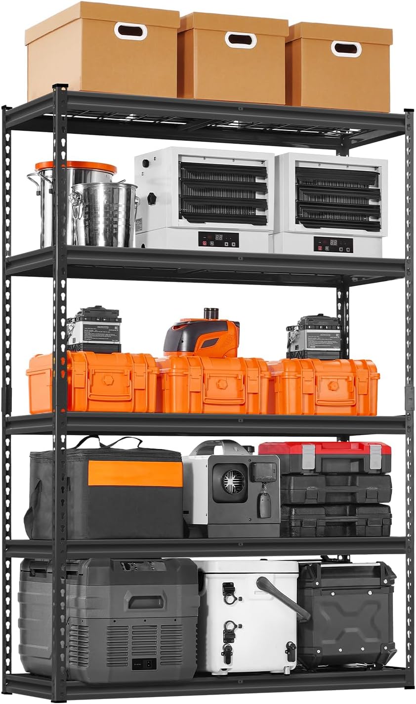VEVOR Storage Shelves, 2500 lbs, 5 Tier Heavy Duty Garage Shelving, 18" D x 48" W x 72" H