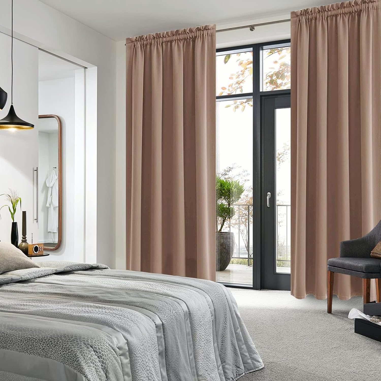 DWCN Blackout Curtains for Living Room Thermal Insulated, Energy Saving & Noise Reducing Bedroom