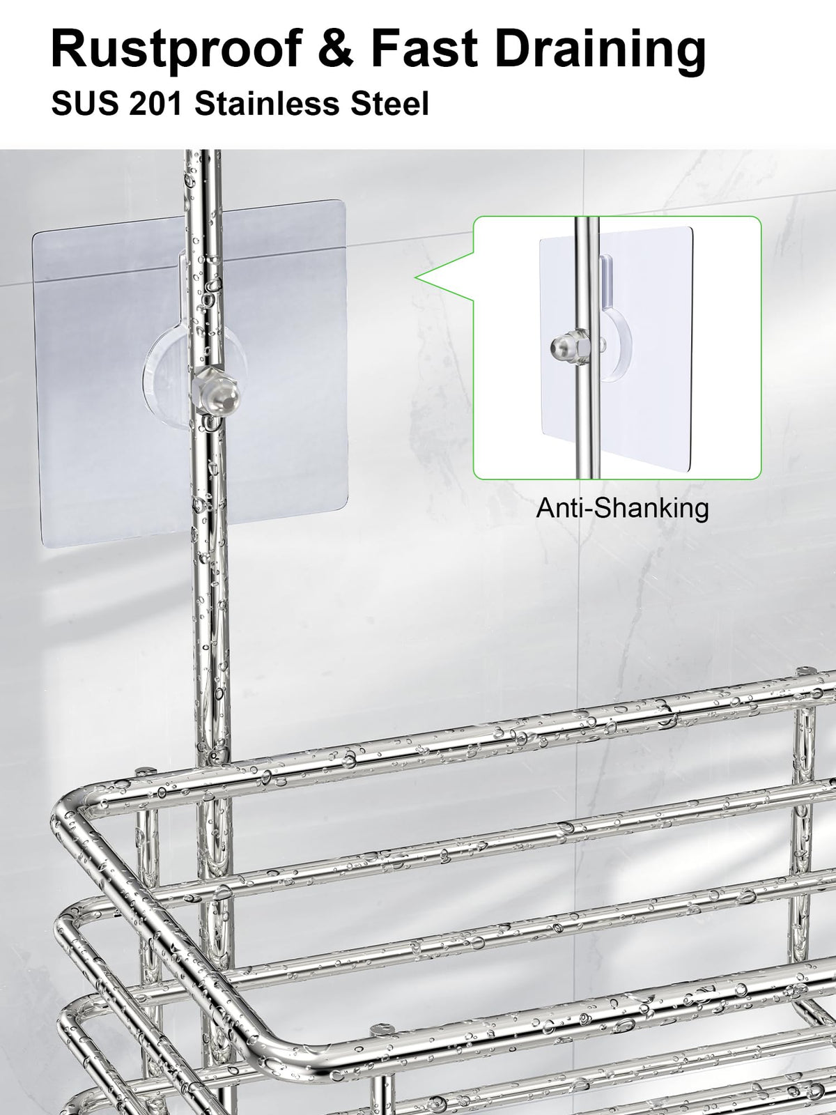 SMARTAKE Hanging Shower Head Caddy, Shower Shelf Organizer, Silver
