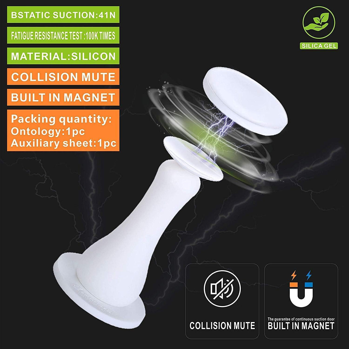 Magnetic Door Stopper Self Adhesive, Silicone Door Stop Holder Wall Mount Damage-Free with Durable