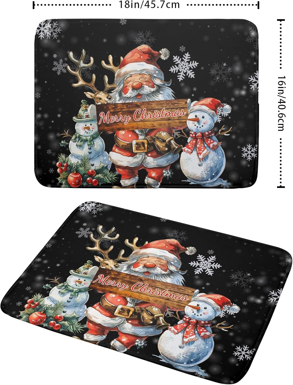 Christmas Santa Snowman Dish Drying Mats for Kitchen Counter 16"x18" Merry Christmas Santa Claus