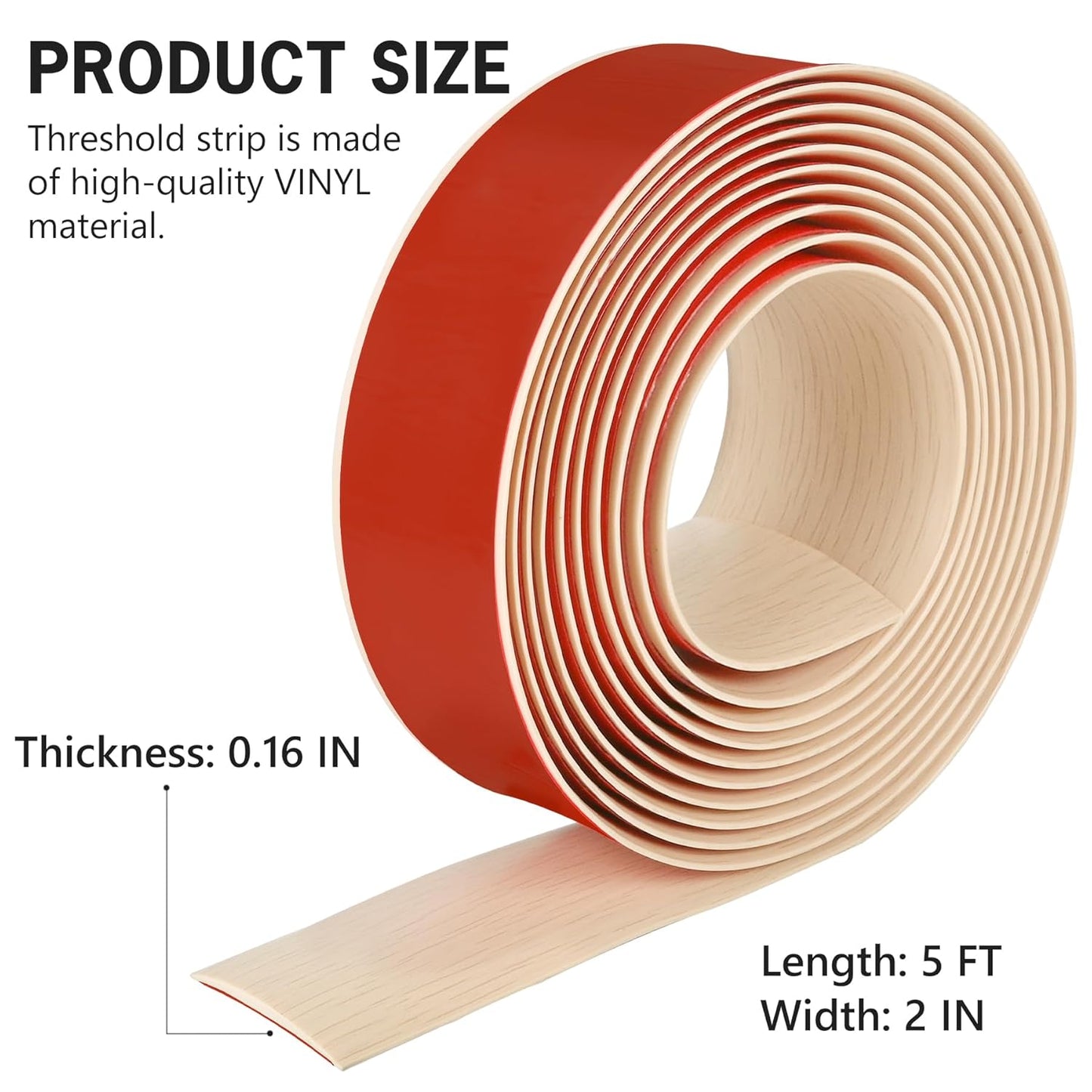 5Ft Floor Transition Strip Self Adhesive Vinyl Cover Floor Strip Flat Divider Transition Strip Wood