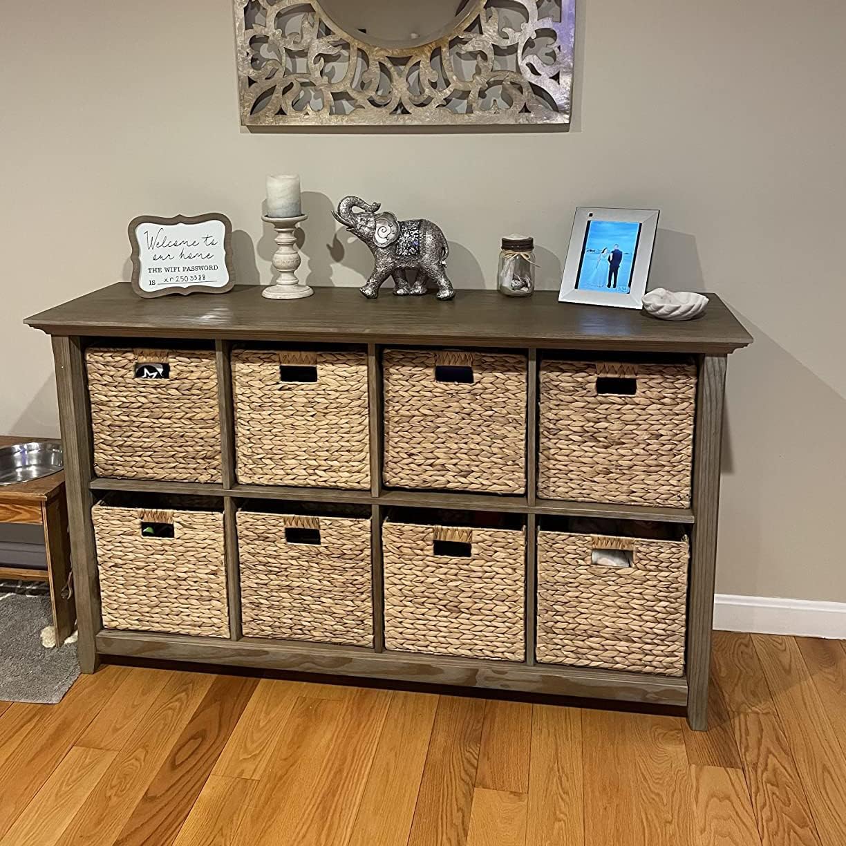 10.5 x 10.5in Wicker Storage Baskets for Shelves, Water Hyacinth Storage Baskets, Woven Baskets for