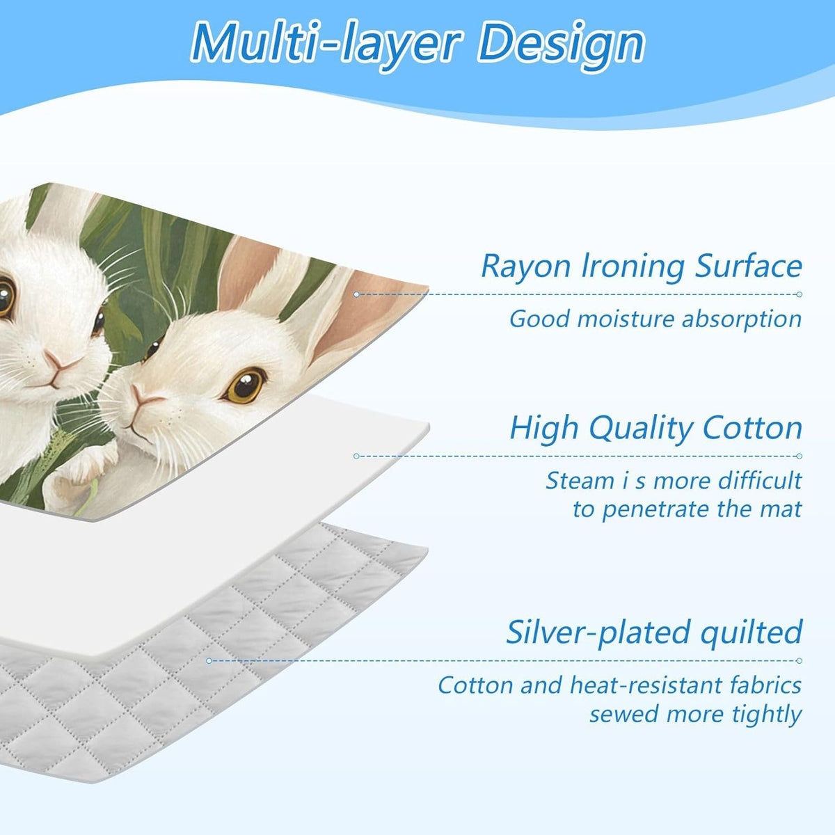 Green Easter Bunny Daisy 01 Ironing Mat for Table top Portable Ironing Pad Blanket for Washer Dryer