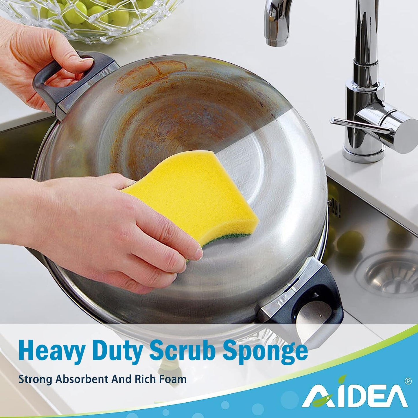 AIDEA Sponges Kitchen, 50-PK Heavy Duty Dish Sponge Kitchen, Scrub Sponges