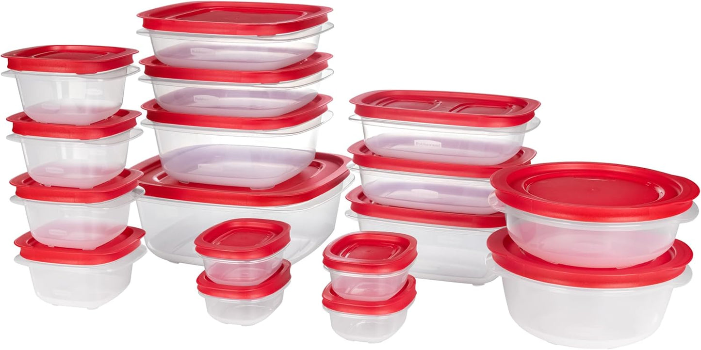 Rubbermaid EasyStore Rectangle, Square, and Round Containers, 34-Piece Set, Food Storage