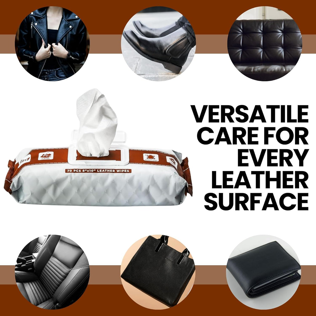 Venture Wipes Leather Cleaner Wipes - Clean, Condition, & Protect - Cleansing Wipes for Interior