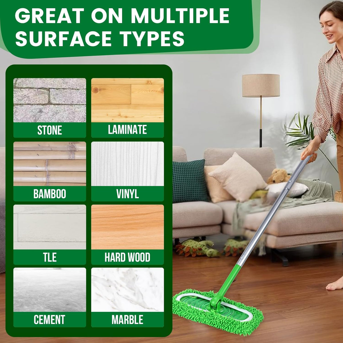 6Pcs Reusable Microfiber Mop Pads Compatible with Sweeper Mop, Replacement Wet Mopping pad Refills