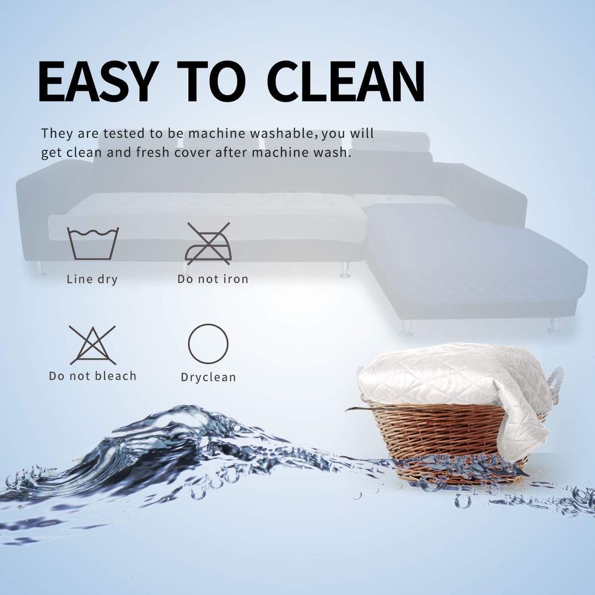Easy-Going Sectional Couch Covers for Dogs L Shape Sofa Cover Reversible Sofa Slipcover Chaise