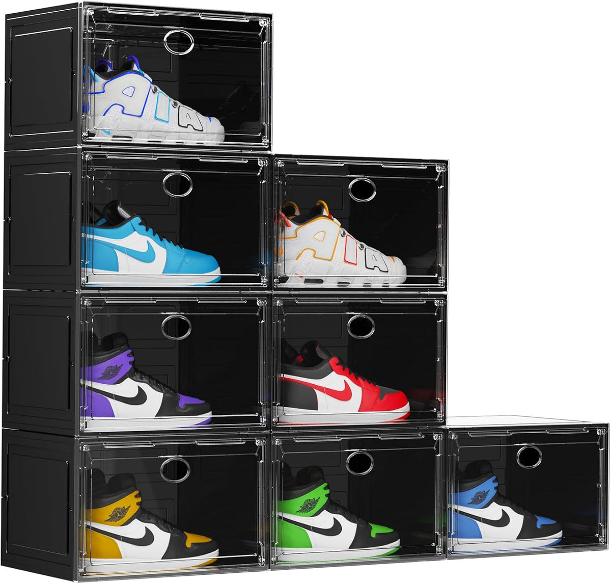 KEFA XL Shoe Storage Box Organizer, 8 Pack Shoe Boxes Clear Plastic Stackable, Sneaker Display Case