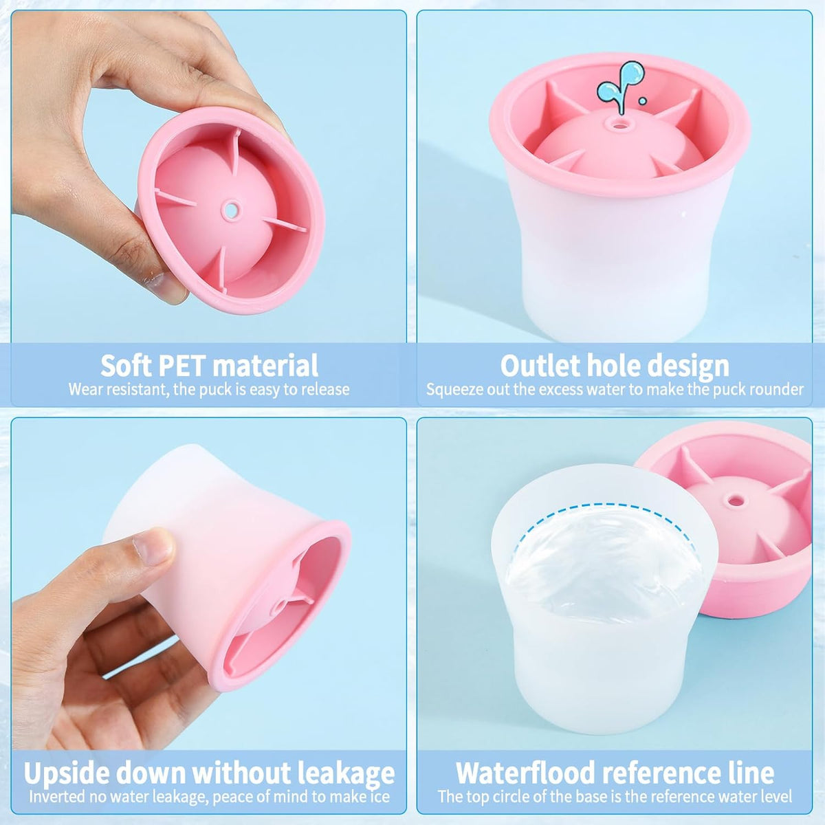 Round Ice Cube Molds 6 Pieces, Silicone Sphere Ice Mold Maker, Stackable Easy Release Circle Ice
