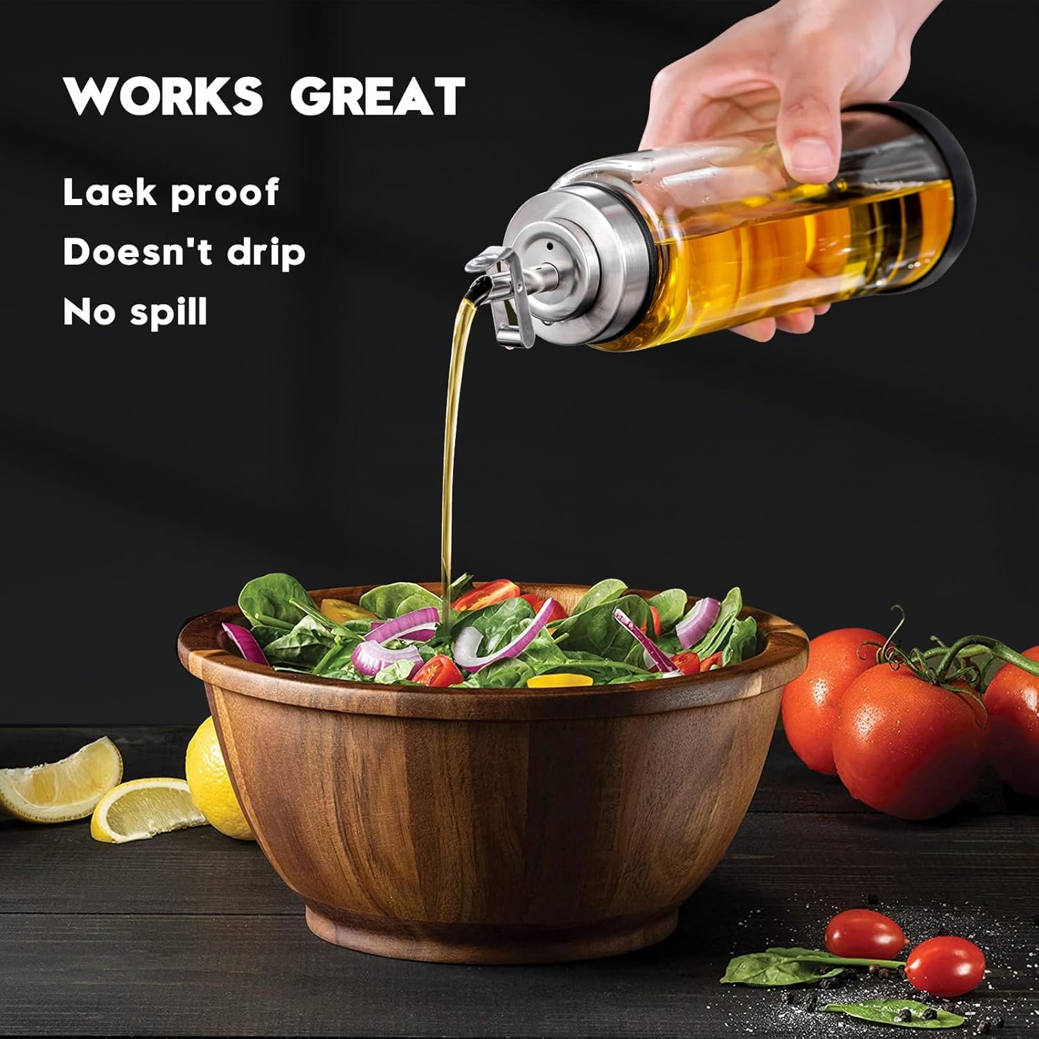 Glass Olive Oil Dispenser Bottle for Kitchen Shatterproof & Leakproof Cooking Oil Dispenser with