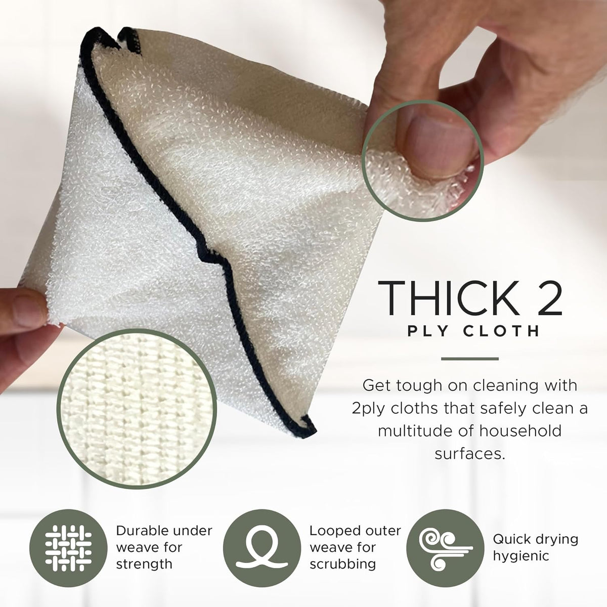 Whiffkitch Dishcloths & Cleaning Cloths - Drying, Durable, Absorbent Washcloths, Non-Scratch