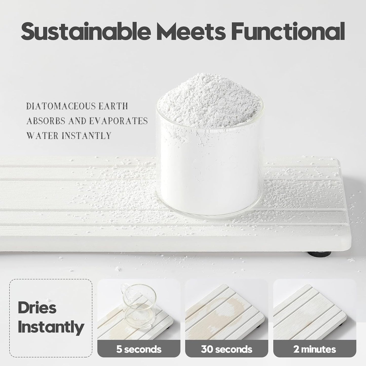 2PCS Diatomite Quick Stone Drying Tray Mat for Bathroom & Kitchen Counter, Instant Dry Water
