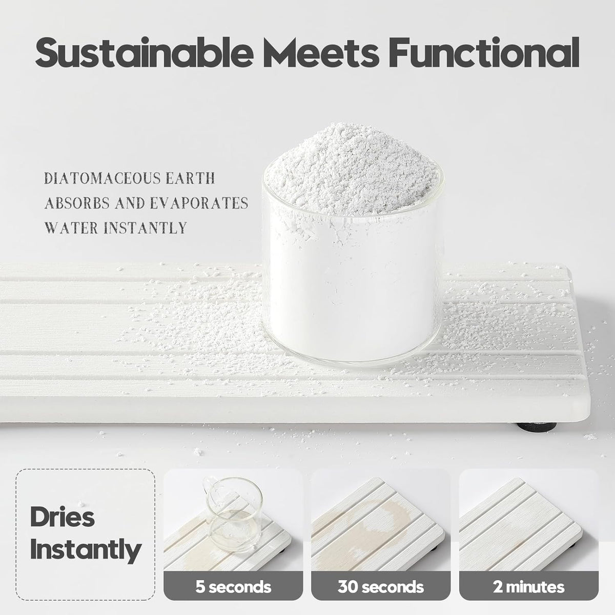 2PCS Diatomite Quick Stone Drying Tray Mat for Bathroom & Kitchen Counter, Instant Dry Water