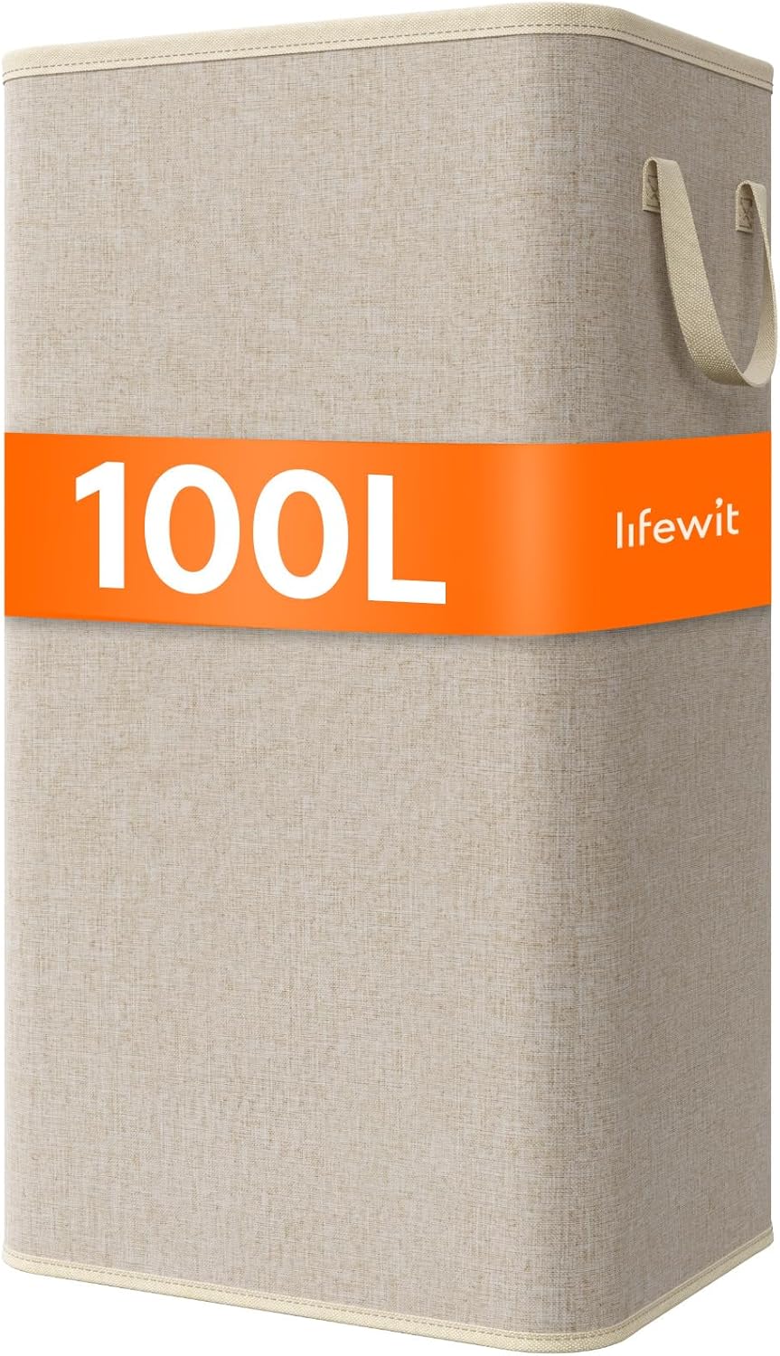 Lifewit 100L Large Tall Laundry Hamper, Collapsible Laundry Basket with Handles, Foldable Clothes