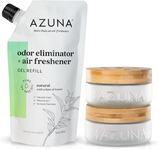 Azuna Air Freshener & Odor Eliminator for Strong Odor | 2 Room Kit Includes (2) 8 oz. Empty Luxe