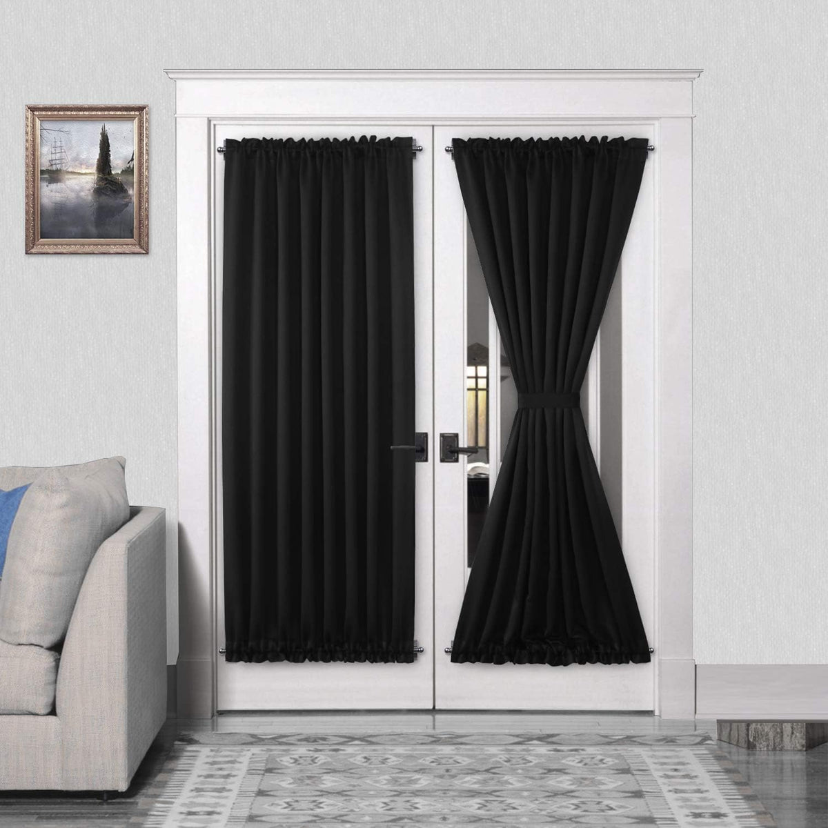 DWCN French Door Curtains – Rod Pocket Thermal Blackout Curtain for Doors with Glass Window