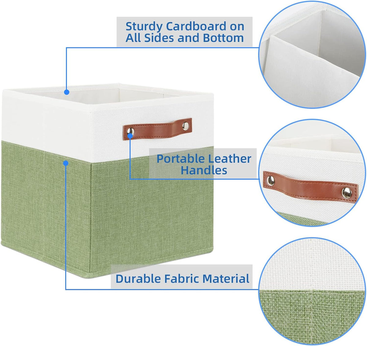 Temary Fabric Storage Bin 11x11 Cube Storage Bins for Home, 4 Pack Fabric Organizer Bins Cube