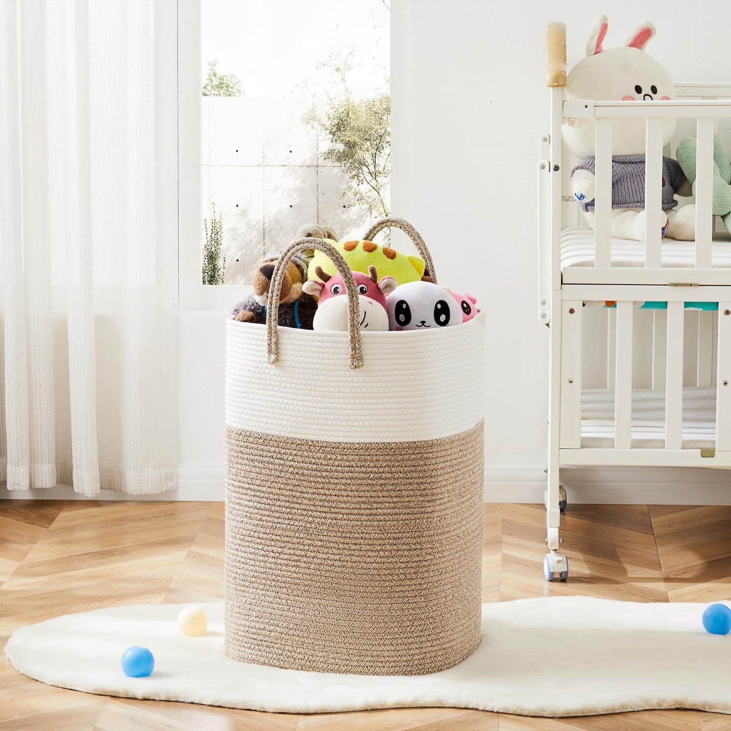Laundry Basket,Woven Cotton Rope Laundry Hamper,Versatile Storage for Dirty Clothes,Baby Toys,and