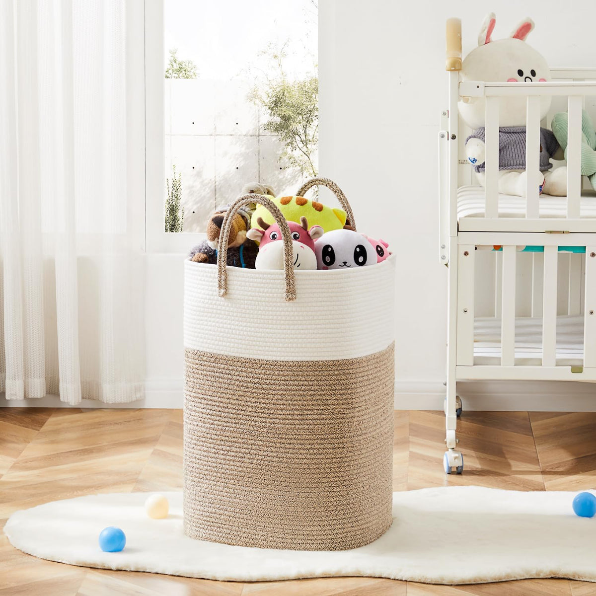 Laundry Basket,Woven Cotton Rope Laundry Hamper,Versatile Storage for Dirty Clothes,Baby Toys,and
