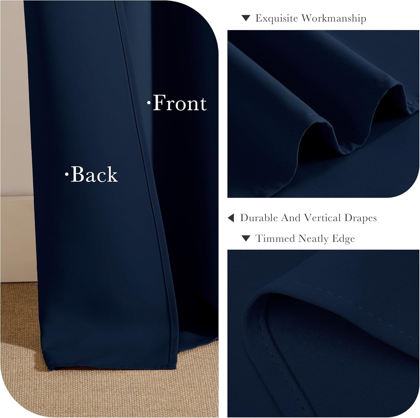 PONY DANCE Blackout Curtains Set - Window Treatments Solid Energy Saving Thermal Insulated Drapes