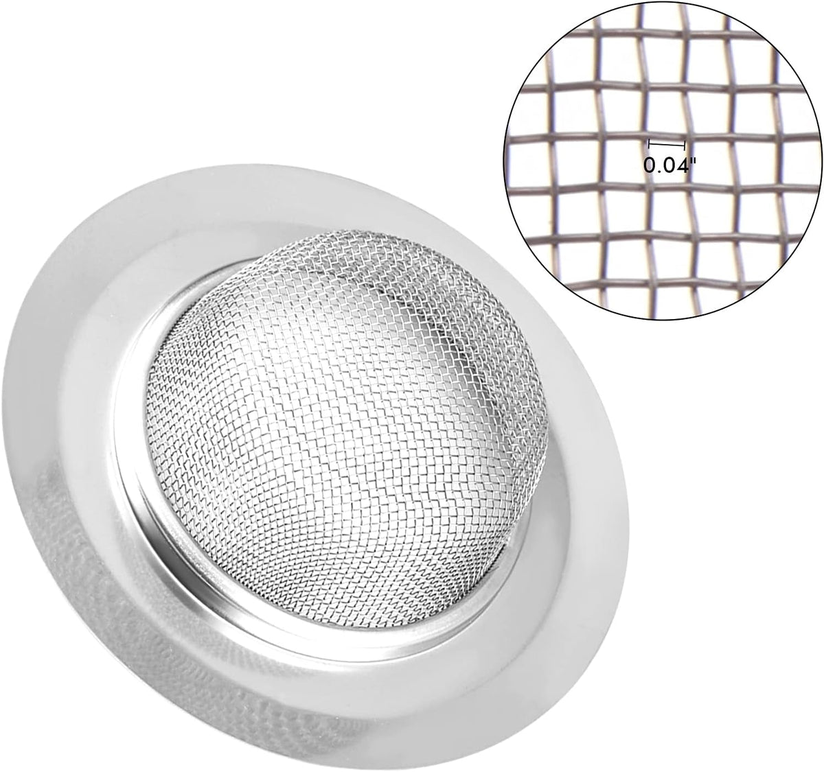 2Pcs Kitchen Sink Strainer, Stainless Steel Mesh Sink Drain Cover, Large Wide Rim 4.5" Diameter