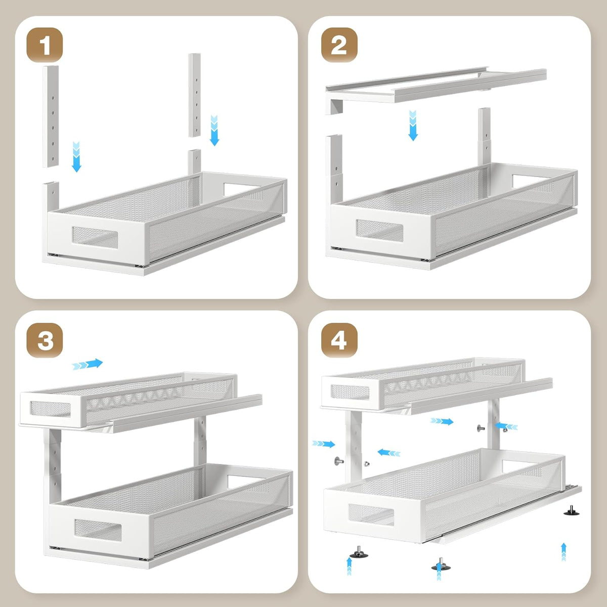 2 Pack 21.3IN-Depth Under Sink Organizer With Next-Gen Ball-Bearing Slides,2-Tier Pull Out Cabinet