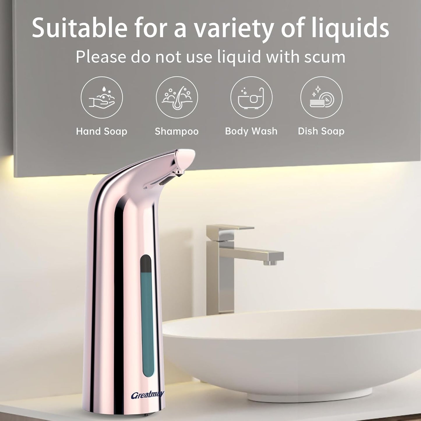 Convenient Automatic Soap Dispenser,4 Adjustable Levels Touchless Hand Sanitizer Pump with Infrared