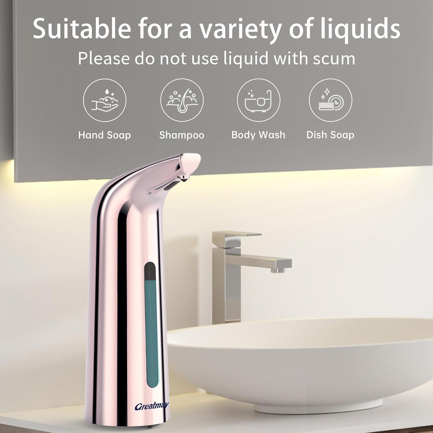 Convenient Automatic Soap Dispenser,4 Adjustable Levels Touchless Hand Sanitizer Pump with Infrared