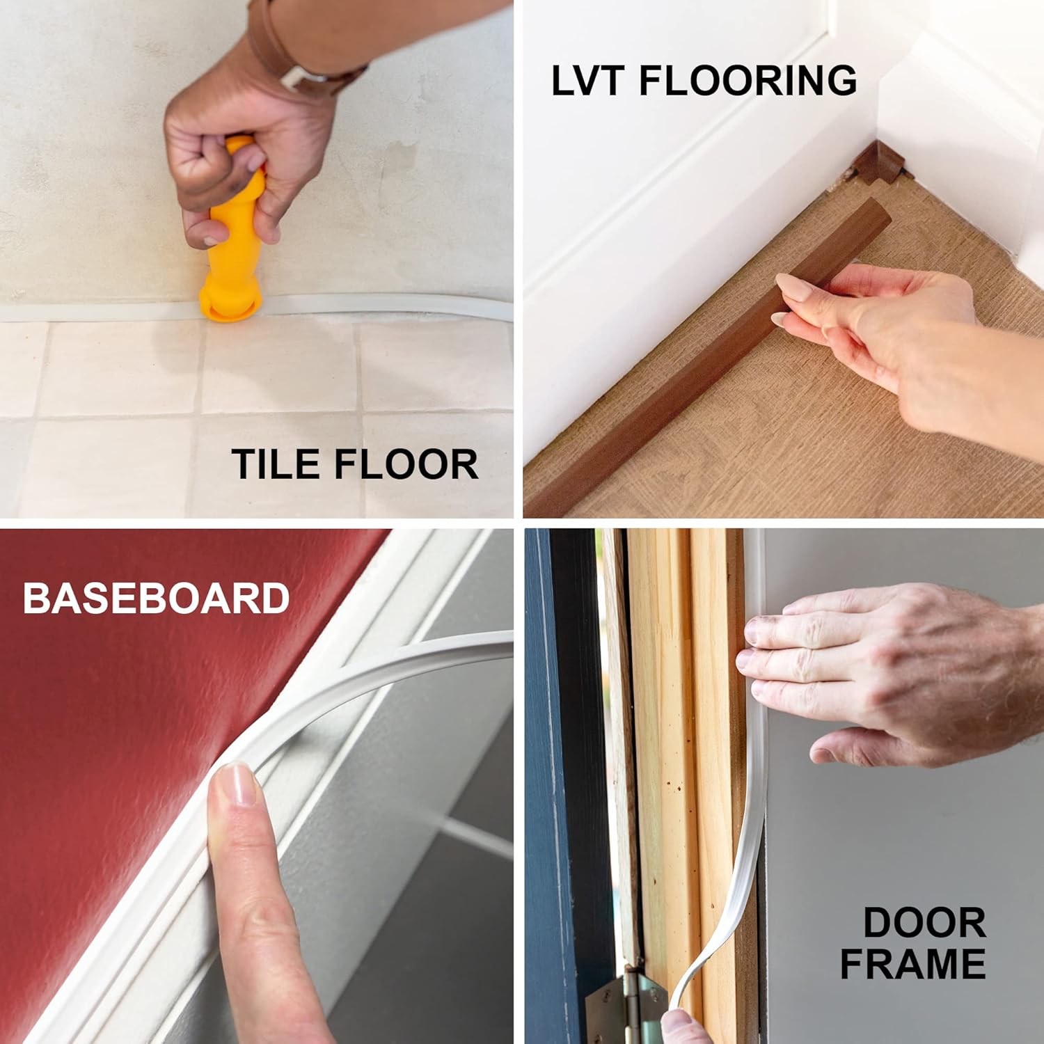InstaTrim The Original Flexible Trim - 50ft Dark Brown 3/4" Wide Caulk Tape - Adhesive Trim with