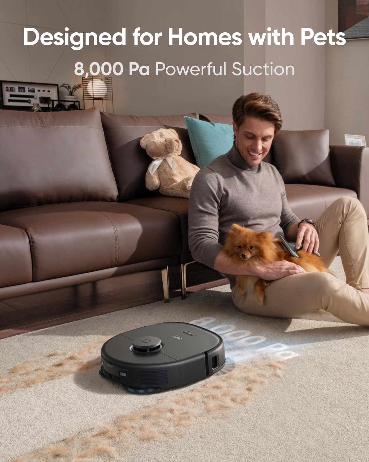 eufy X10 Pro Omni Robot Vacuum and Mop Combo, 8,000 Pa Suction, Dual Mops with 12 mm Auto-Lift and