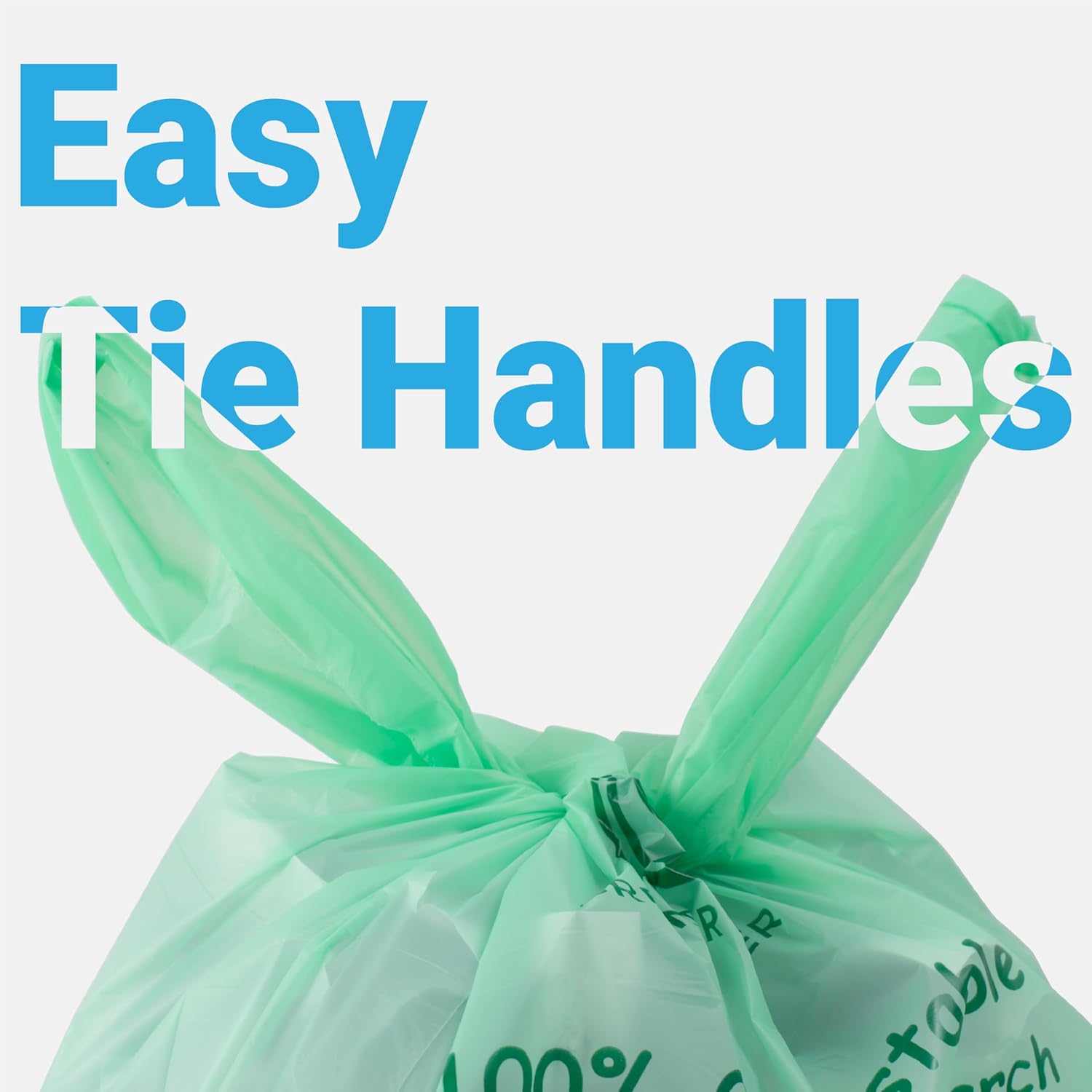 GREENER WALKER 100% Compostable Trash Bags with Tie Handles, 1.6 Gallon-150Bags, Food Scrap Kitchen