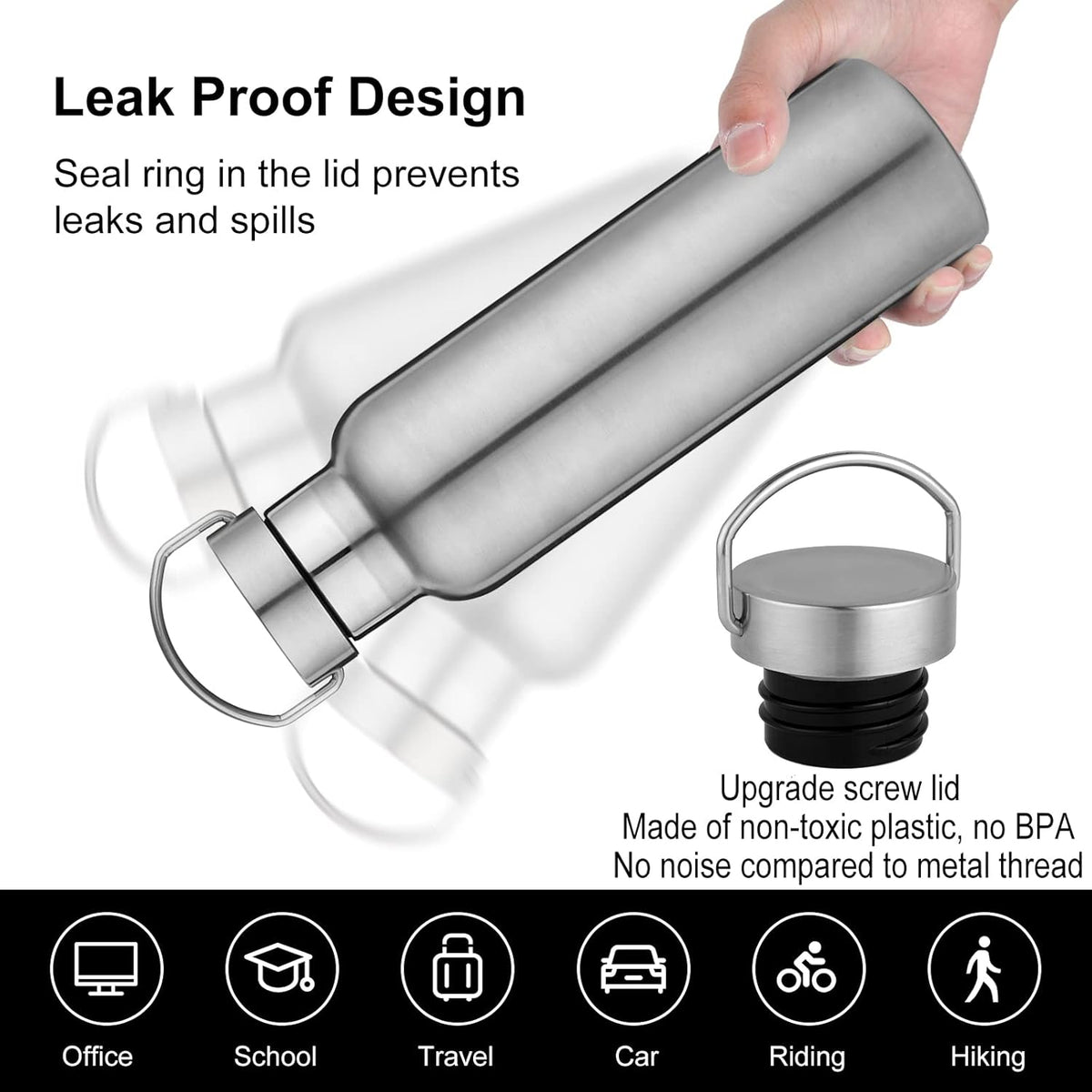 Neihepal 20 oz Insulated Water Bottles Bulk 4 Pack,Stainless Steel Double Wall Sport Bottle with