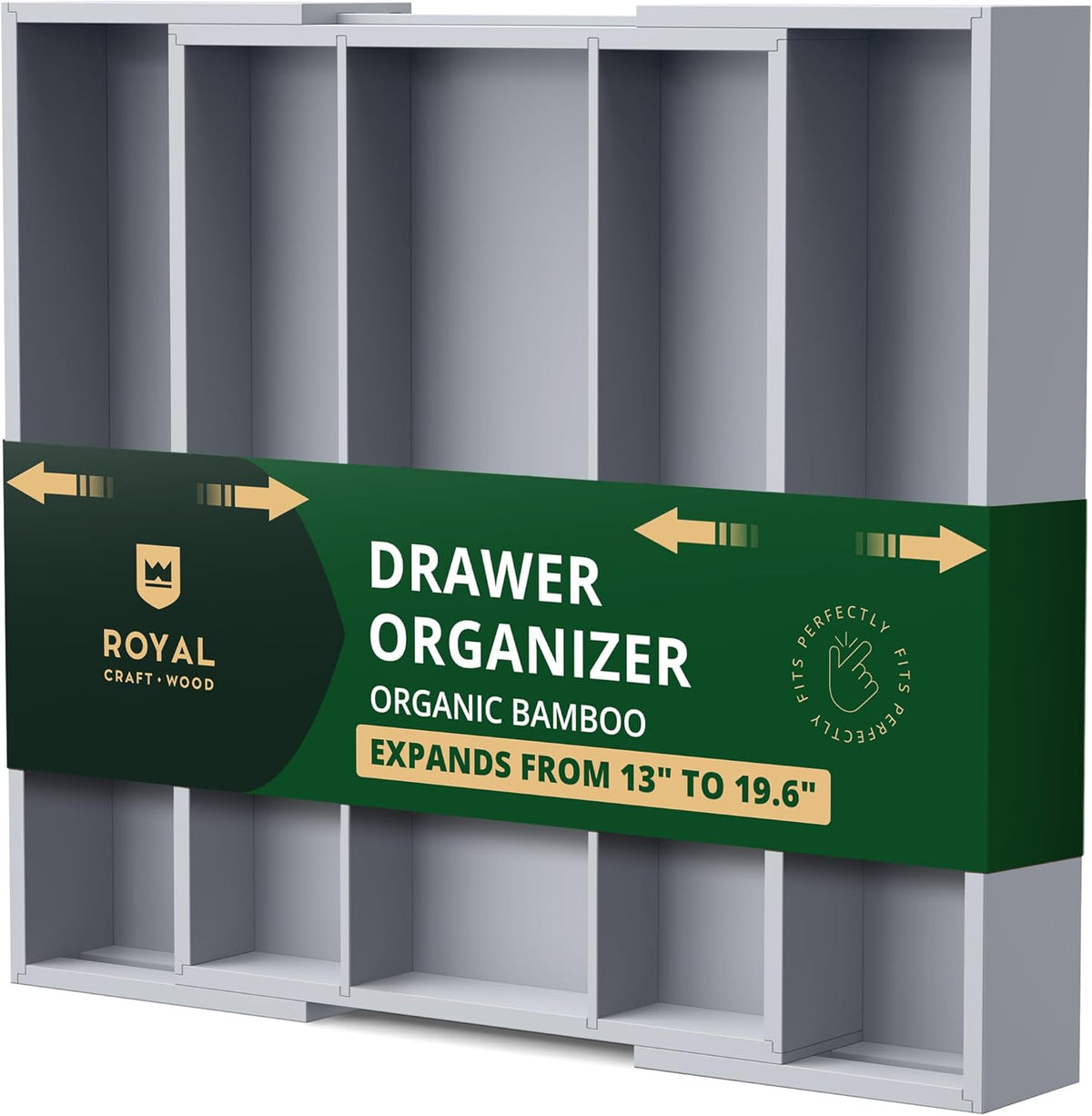 ROYAL CRAFT WOOD Luxury Bamboo Kitchen Drawer Organizer - Silverware Organizer - Utensil Holder and